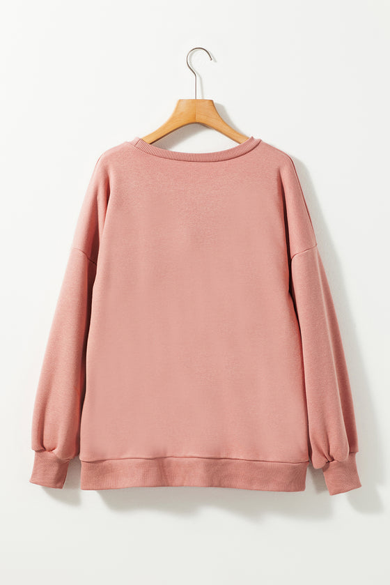 PACK25317251-P8010-1, Rose Tan TIL I AM Shining Slogan Graphic Sweatshirt