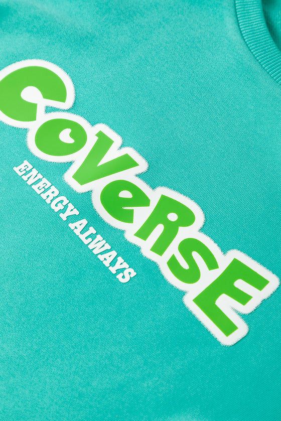 PACK25317252-P409-1, Sea Green COVERSE ENERGY ALWAYS High Low Hem Sweatshirt