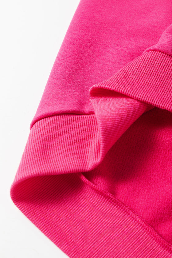 PACK25317258-P6-1, Rose Red Happy Valentine's Day Rainbow Embroidered High Low Sweatshirt