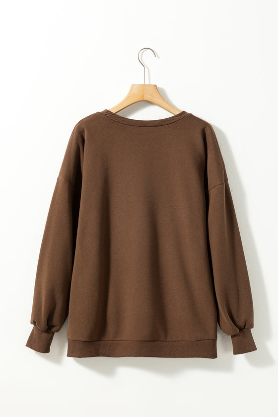 PACK25317259-P5017-1, Dark Brown Raw Hem Butterfly Embroidered VOGUE Letter Sweatshirt