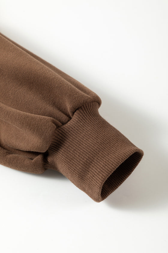 PACK25317259-P5017-1, Dark Brown Raw Hem Butterfly Embroidered VOGUE Letter Sweatshirt