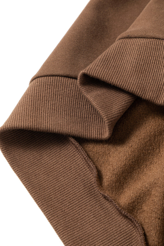 PACK25317259-P5017-1, Dark Brown Raw Hem Butterfly Embroidered VOGUE Letter Sweatshirt