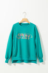PACK25317263-P409-1, Sea Green CREATETRUTH Heart Glitter Pattern Graphic Sweatshirt