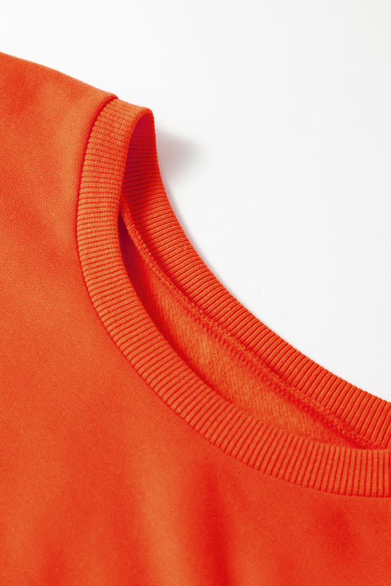 PACK25317264-P14-1, Orange Frayed Patch Graphic High-low Hem Sweatshirt