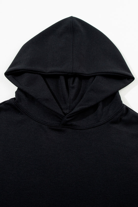 PACK625624-P2-1, Black Solid Color Sleeveless Hoodie and Shorts Set