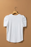 PACK25224989-1-1, White LOVE Shutterstock Graphic Puff Sleeve V Neck Tee