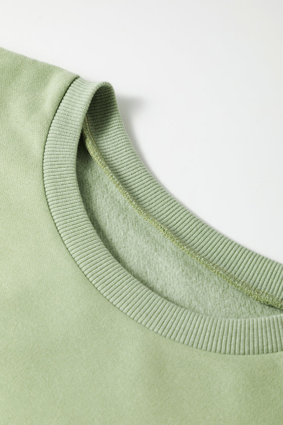 PACK25317266-P1109-1, Grass Green Floral Embroidery Glitter BEAUTY Graphic Sweatshirt