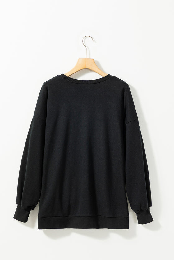 PACK25317267-P2-1, Black Floral Embroidered LOVE Graphic Sweatshirt