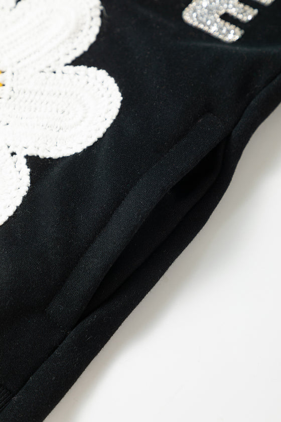 PACK25317267-P2-1, Black Floral Embroidered LOVE Graphic Sweatshirt