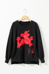 PACK25317268-P2-1, Black Lucky Dragon Graphic Patch Pullover Sweatshirt