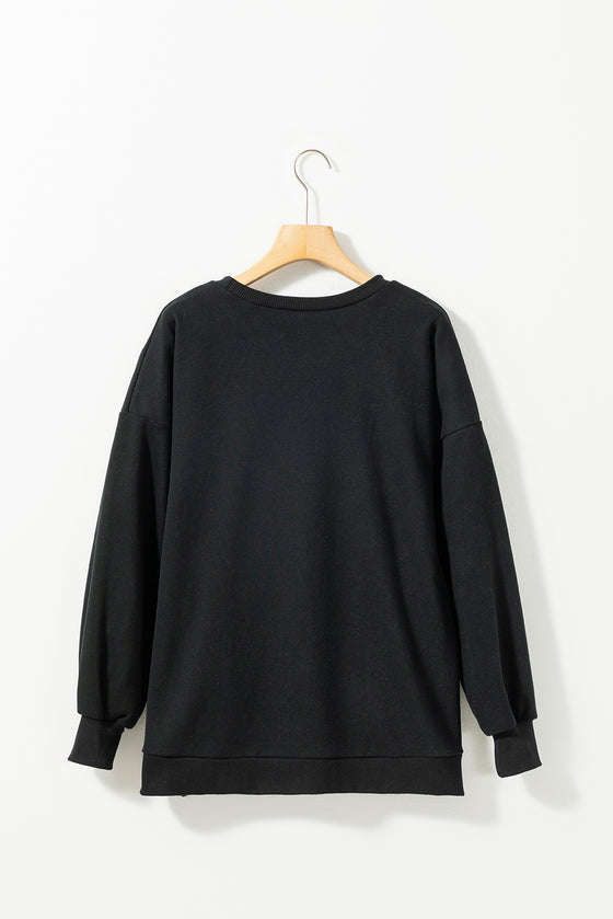 PACK25317268-P2-1, Black Lucky Dragon Graphic Patch Pullover Sweatshirt