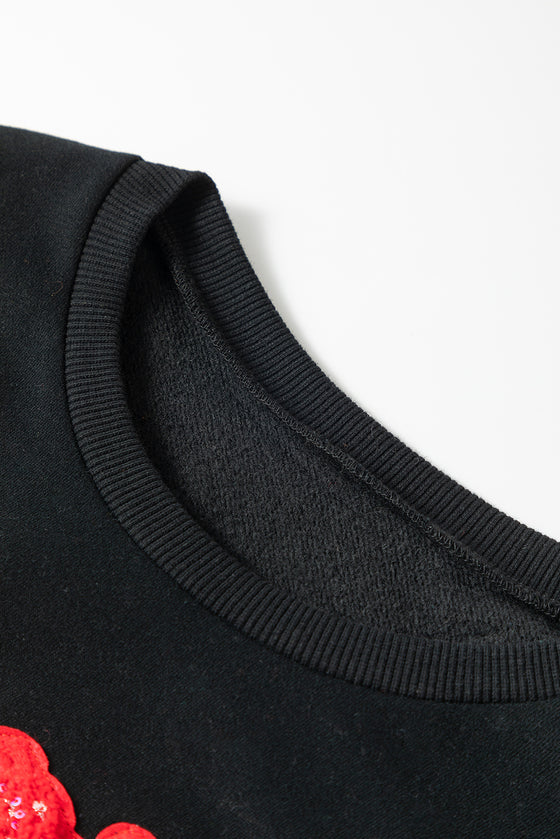 PACK25317268-P2-1, Black Lucky Dragon Graphic Patch Pullover Sweatshirt