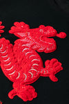 PACK25317268-P2-1, Black Lucky Dragon Graphic Patch Pullover Sweatshirt