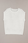 PACK277063-P1-1, White Hollow Out Knit Cap Sleeve Sweater