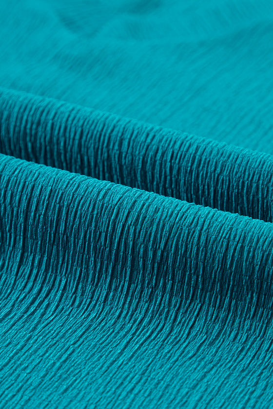 PACK25223652-P805-1, Blue Sapphire Crinkled V Neck Wide Sleeve T-shirt