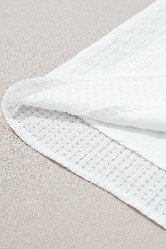 PACK25126122-P1-1, White Floral Embroidered Puff Sleeve Notched Neck Blouse