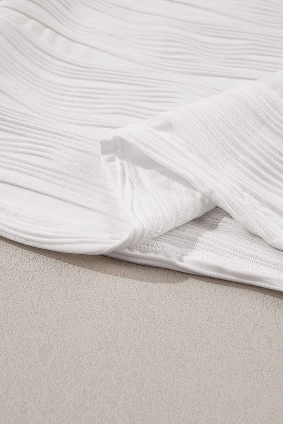 PACK25223503-P1-1, White Wavy Textured Ruffle Sleeve Top