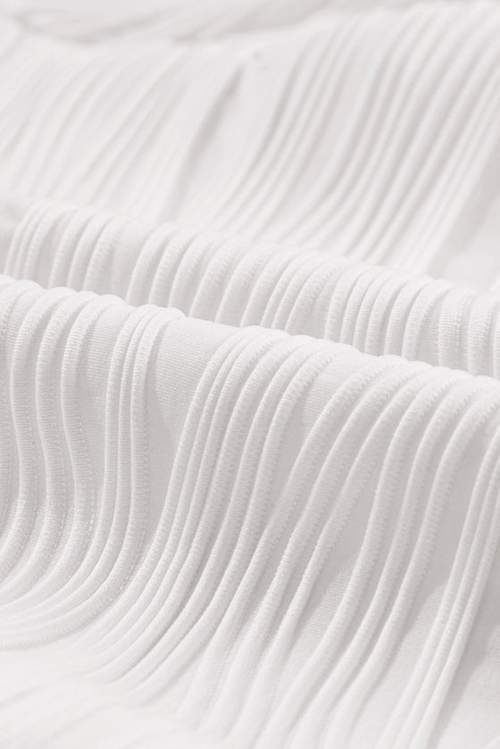 PACK25223503-P1-1, White Wavy Textured Ruffle Sleeve Top