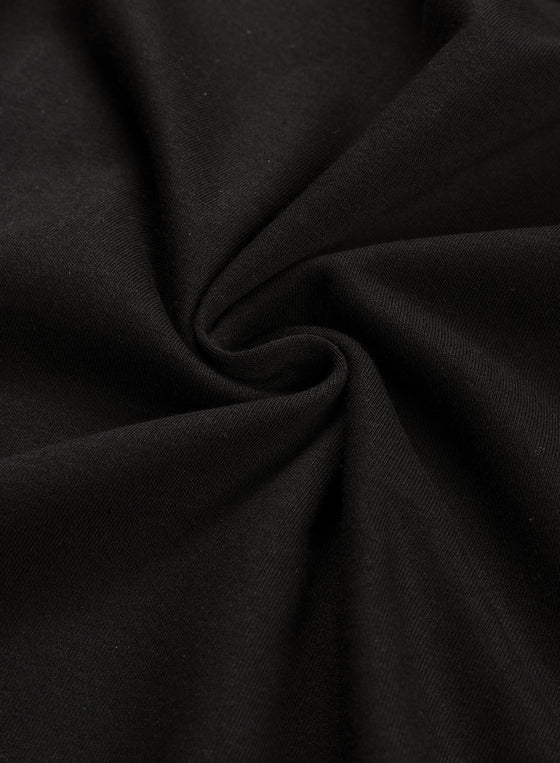 PACK25124468-P2-1, Black Printed Balloon Sleeve Crew Neck Blouse