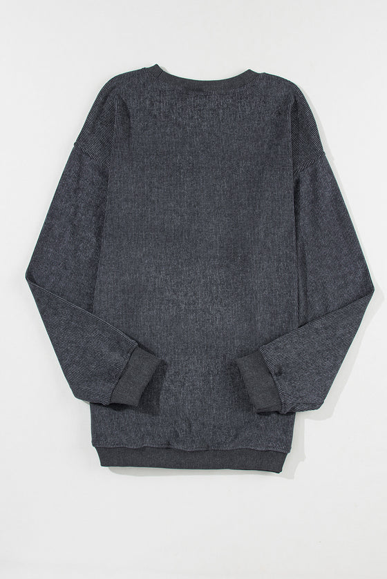 PACK25316982-11-1, Gray Valentine Sequin XOXO Corded Crew Neck Sweatshirt