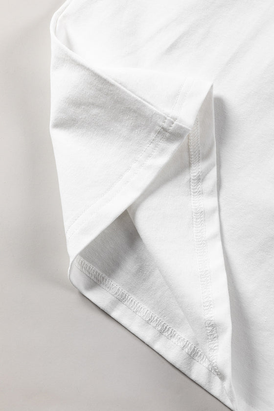 PACK25223658-P1-1, White Pointelle Lace Half Sleeve Crew Neck Tee