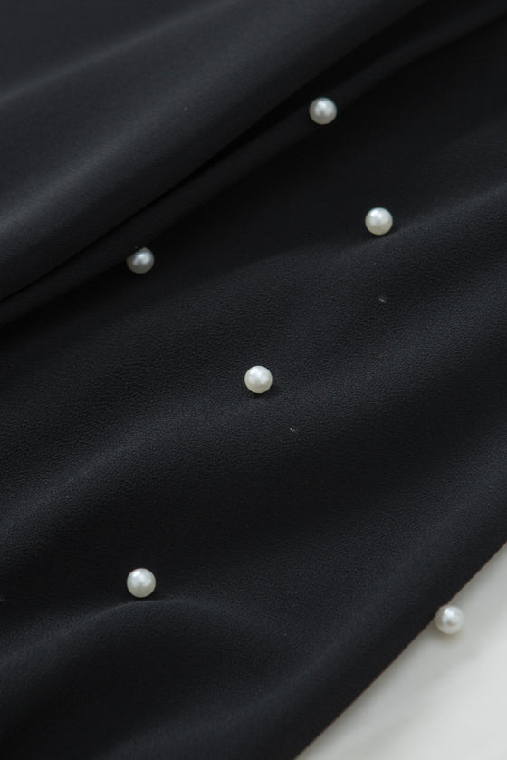 PACK25126304-P2-1, Black Pearl Mesh Flounce Sleeve V Neck Blouse