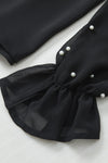 PACK25126304-P2-1, Black Pearl Mesh Flounce Sleeve V Neck Blouse