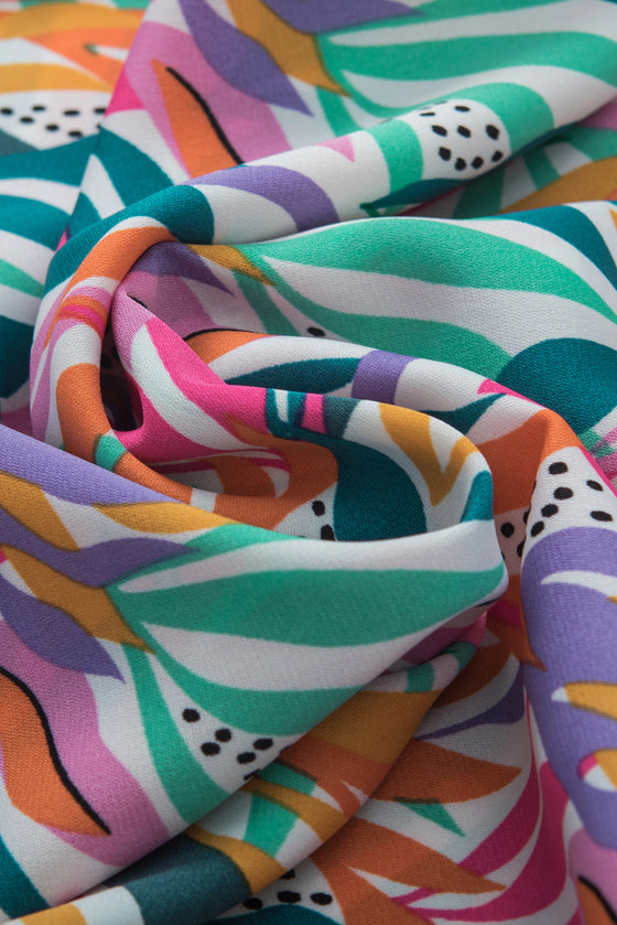 PACK25126598-P622-1, Rose Red Floral Print Ruffled Flutter Sleeve Blouse