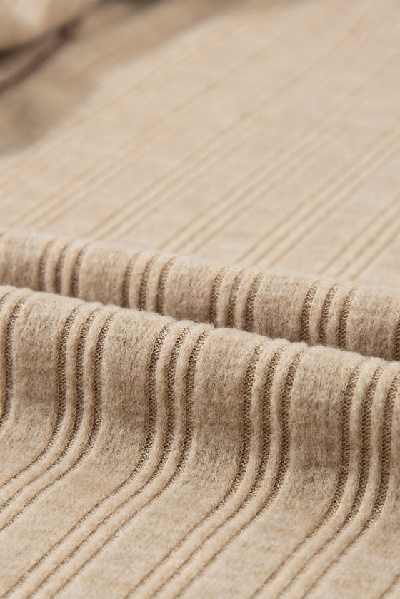 PACK25223314-P5016-1, Pale Khaki Loose Exposed Stitching Textured Knit Top