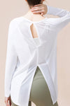 PACK264744-P1-1, White Back Slit Yoga Workout Long Sleeve Top