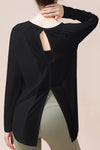 PACK264744-P2-1, Black Back Slit Yoga Workout Long Sleeve Top
