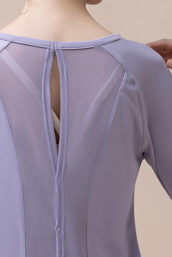 PACK264744-P708-1, Orchid Petal Back Slit Yoga Workout Long Sleeve Top