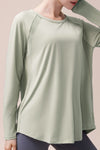 PACK264744-P1209-1, Laurel Green Back Slit Yoga Workout Long Sleeve Top