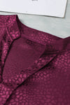 PACK25125921-P320-1, Red Leopard Print Rolled Sleeve V Neck Blouse