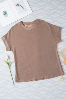  PACK25223640-P7016-2, Smoke Gray Corded Textured Crew Neck T-shirt