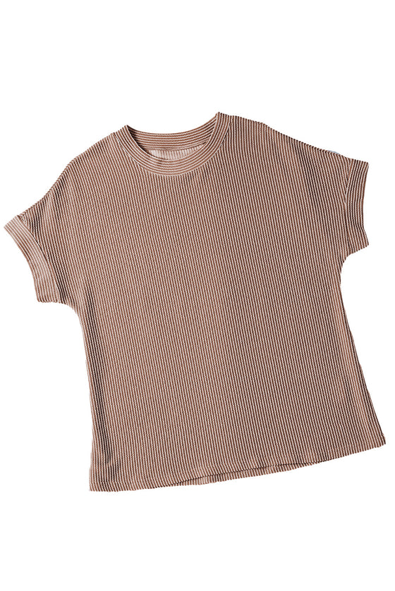 PACK25223640-P7016-2, Smoke Gray Corded Textured Crew Neck T-shirt