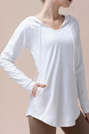 PACK264743-P1-1, White Hooded Long Sleeve Athletic Top