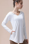 PACK264743-P1-1, White Hooded Long Sleeve Athletic Top