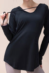 PACK264743-P2-1, Black Hooded Long Sleeve Athletic Top