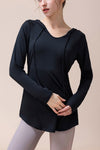 PACK264743-P2-1, Black Hooded Long Sleeve Athletic Top