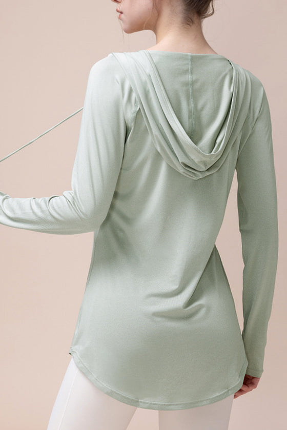 PACK264743-P1209-1, Laurel Green Hooded Long Sleeve Athletic Top