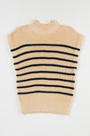 PACK2724178-P6016-2, Parchment Striped Ribbed Knit High Neck Sweater