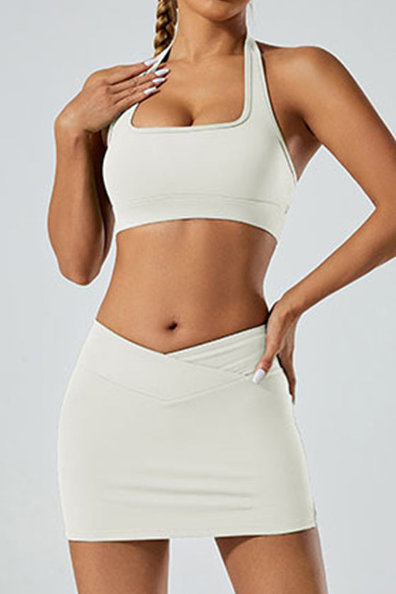 PACK264749-P1-1, White Halter Square Neck Open Back Fitness Bra