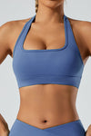 PACK264749-P5-1, Dark Blue Halter Square Neck Open Back Fitness Bra
