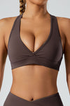PACK264750-P7017-1, Chicory Coffee Racer Back Halter Neck V Neck Active Sports Bra