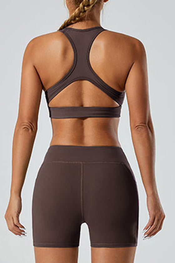 PACK264750-P7017-1, Chicory Coffee Racer Back Halter Neck V Neck Active Sports Bra
