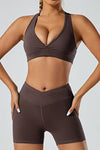 PACK264750-P7017-1, Chicory Coffee Racer Back Halter Neck V Neck Active Sports Bra