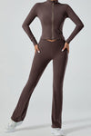 PACK264751-P7017-1, Chicory Coffee Exposed Seam Stand Neck Zip up Long Sleeve Sports Top
