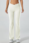 PACK265520-P1-1, White V Waist Butt Lift Sports Flare Leggings