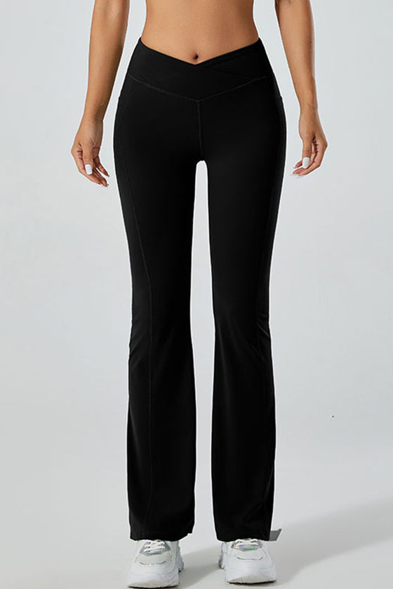 PACK265520-P2-1, Black V Waist Butt Lift Sports Flare Leggings